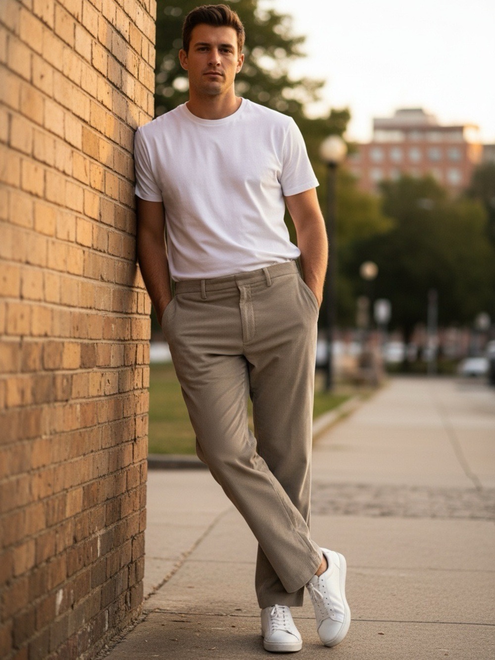 NWT Nautica Men's Tan Corduroy Pants Size 40x30 Classic Cotton Trousers Khaki